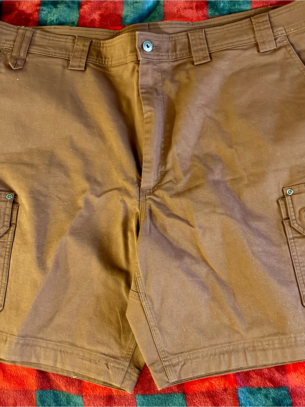Duluth Trading Co Tan Brown Cargo Shorts Fire Hose Flex